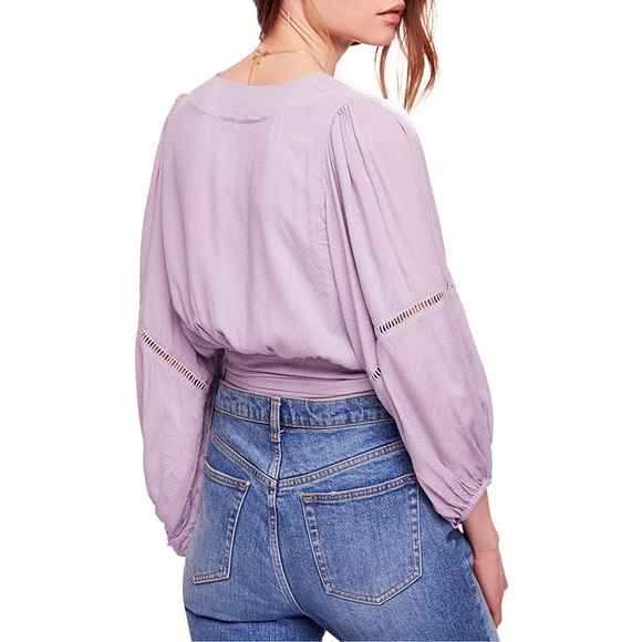 Lavender Plunge Free People Wrap Top - Picture 4 of 4